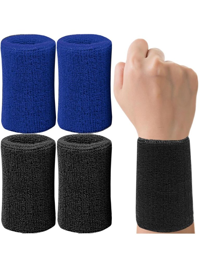 Imagerio 4 Pack 6 Inch Wrist Sweatbands Tennis Bands BlackBlue